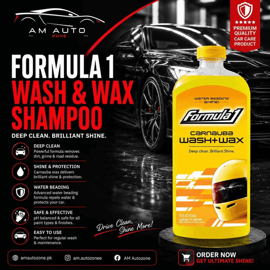 Formula 1 Carnauba Wash & Wax Shampoo – Premium Car Wash Soap with Brilliant Shine & Wax Protection (473ml)