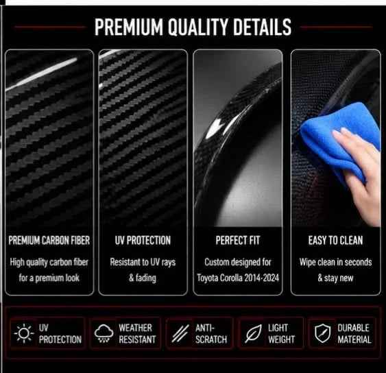 Batman Style Carbon Fiber Side Mirror Covers for Toyota Corolla 2011, 2012, 2013 & 2014 | Premium ABS Mirror Caps | AM Auto Zone