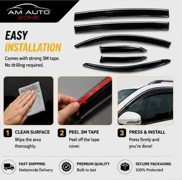 Air Press Sun Visor with Chrome for Glory 580 Maximus TXR 6 PCS | Rain Guard Window Deflector | Wind Deflector | UV Resistant | Easy Installation