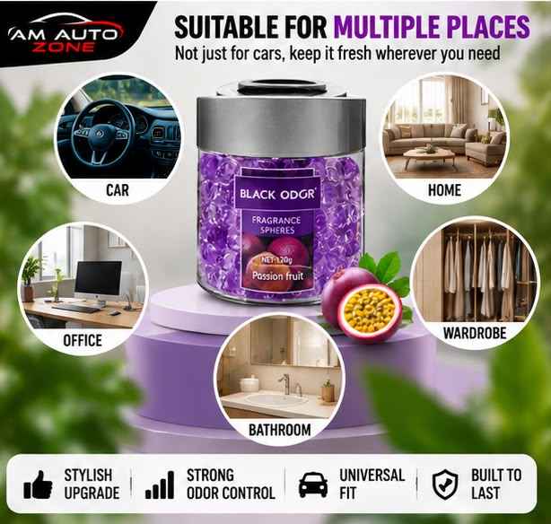Black Odor Gel Beads Car Air Freshener – Passion Fruit Fragrance 130g