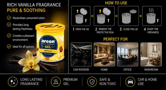 Areon Gel Vanilla Car & Home Air Freshener | Long Lasting Premium Gel Fragrance