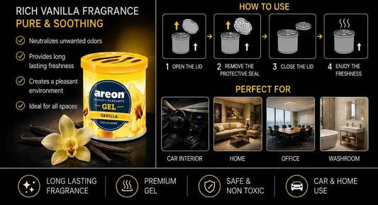 Areon Gel Vanilla Car & Home Air Freshener | Long Lasting Premium Gel Fragrance
