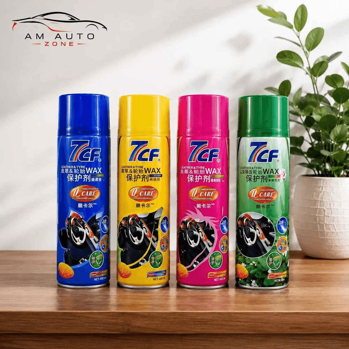 7CF Leather & Tire Wax Spray 450ml – Multi-Purpose Interior & Exterior Shine & Protection