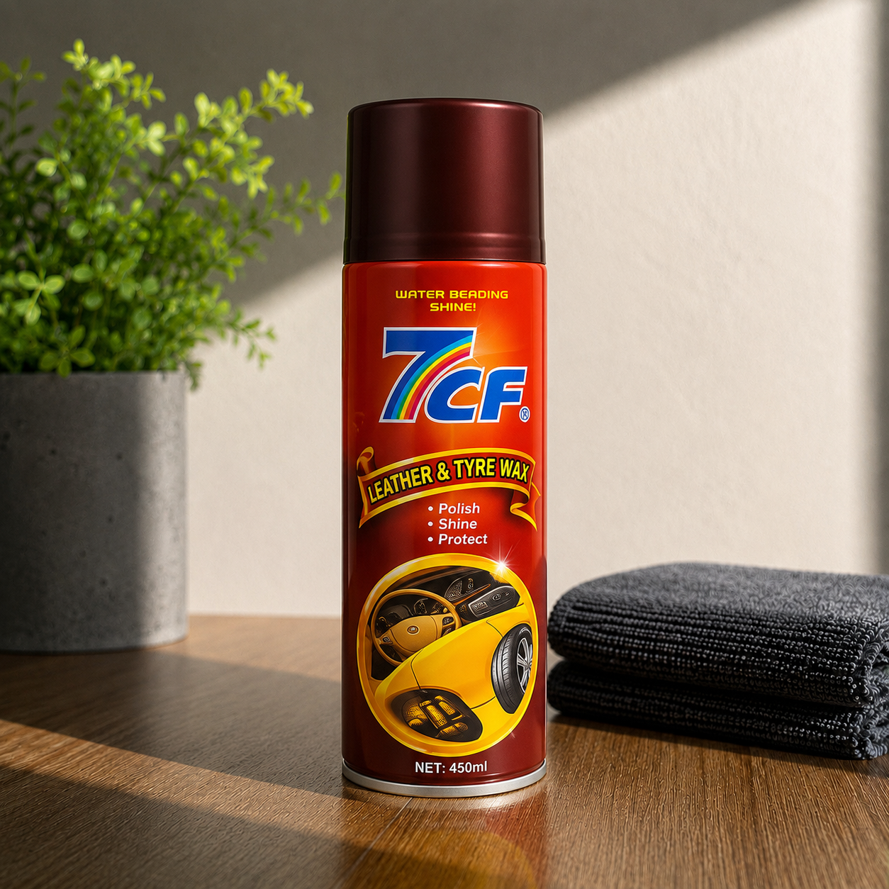 7CF Leather & Tyre Wax Spray 450ml – Dashboard, Tyre & Leather Shine Protectant