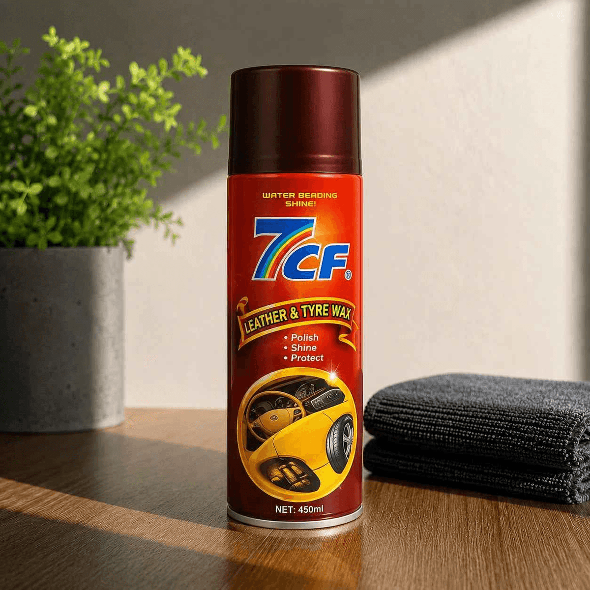 7CF Leather & Tyre Wax Spray 450ml – Dashboard, Tyre & Leather Shine Protectant