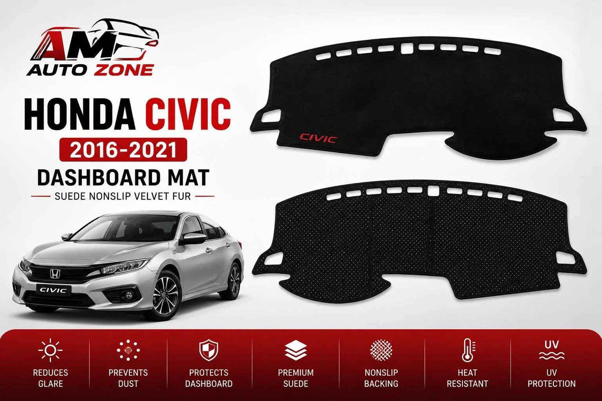 Honda Civic Dashboard Mat 2016–2017-2018-2019-2020-2021 | Premium Suede Non-Slip Velvet Fur | AM Auto Zone
