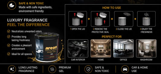 Areon Gel Sport Lux Gold Car & Home Air Freshener | Long Lasting Premium Gel Fragrance