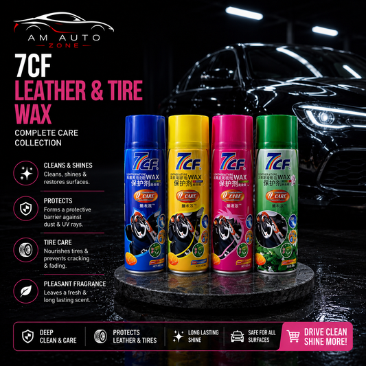 7CF Leather & Tire Wax Spray 450ml – Multi-Purpose Interior & Exterior Shine & Protection