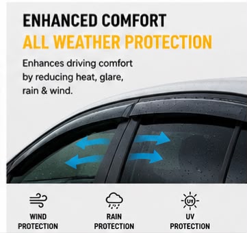 Air Press Sun Visor for Toyota C-HR Maximus TXR 2017 2018 2019 2020 2021 | Without Chrome 4 PCS Rain Guard Window Deflector
