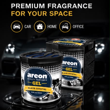 Areon Gel Black Crystal Car & Home Air Freshener | Long Lasting Gel Fragrance (80g)