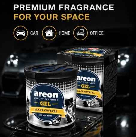 Areon Gel Black Crystal Car & Home Air Freshener | Long Lasting Gel Fragrance (80g)