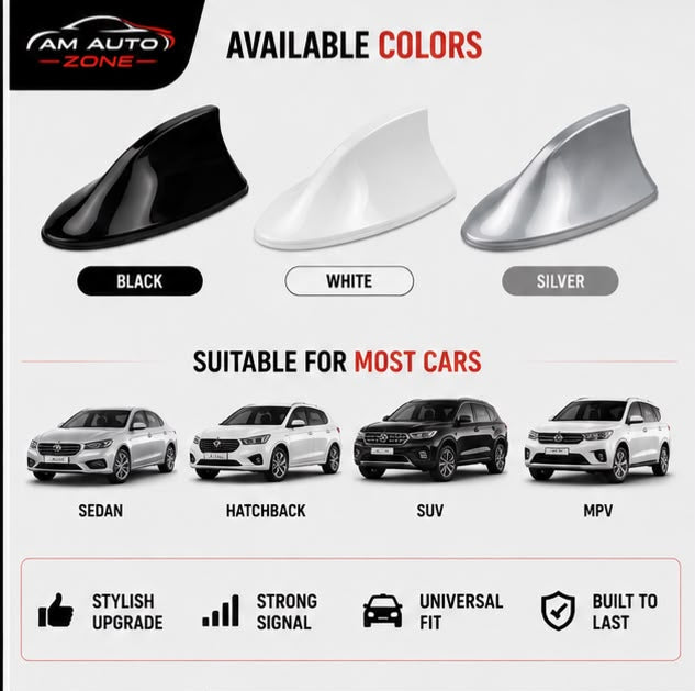 Car Shark Fin Antenna | Universal ABS Roof Antenna – Black