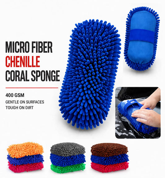 AM Auto Zone High Density Microfiber Wash Sponge – 400 GSM Ultra Soft Car Cleaning Sponge