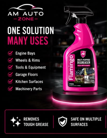 Flamingo Multi-Purpose Degreaser Spray 500ml | Heavy Duty Grease & Oil Remover for Cars, Bikes & Home