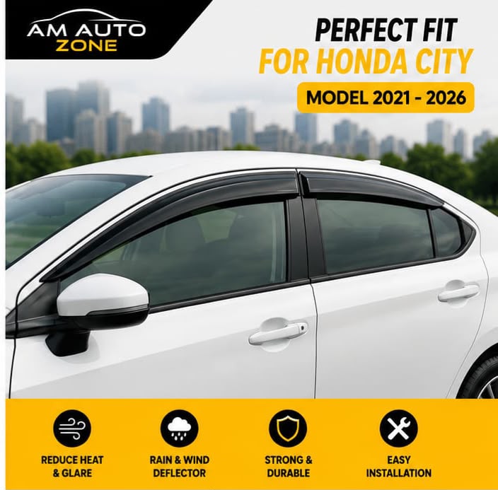 Honda City Maximus TXR 2021, 2022, 2023, 2024, 2025, 2026 Air Press Sun Visor | Without Chrome | 4 PCS | Rain & Wind Deflector