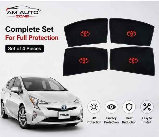 Toyota Prius Magnetic Side Sun Shades with Toyota Logo 2006 2007 2008 2009 2010 2011 2012 2013 2014 2015 2016 2017 2018 2019 2020 2021 2022 | Set of 4