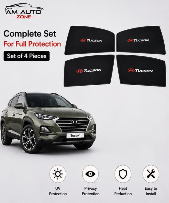 Hyundai Tucson Foldable & Flexible Side Sun Shade with Logo | 2020, 2021, 2022, 2023, 2024