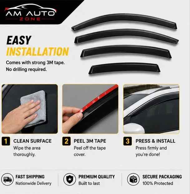 Premium Air Press Sun Visor for Honda BR-V 2016-2025 | Maximus TXR 4PCS Without Chrome | Rain & Wind Deflector | AM Auto Zone