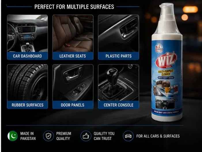 WIZ Multi-Purpose Cleaner Spray with Matt Shine | Car Dashboard, Leather, Plastic & Interior Cleaner | 300ml