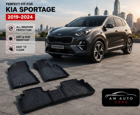 KIA Sportage TPE Floor Mats | Premium 3D Custom Fit All Weather Car Floor Liners | KIA Sportage 2019, 2020, 2021, 2022, 2023 & 2024 | AM Auto Zone