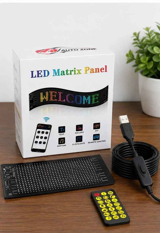 AM Auto Zone LED Flexible Matrix Display Panel – Smart App Controlled RGB Car LED Sign | USB Powered | Full Color HD Display 17.3 × 7.0 cm