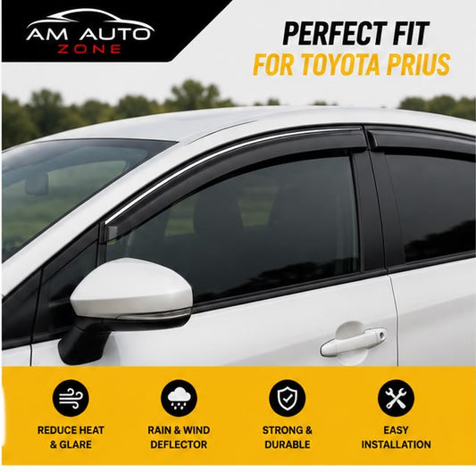 Toyota Prius TXR Air Press Sun Visor with Chrome 4PCS | Window Wind Deflectors | AM Auto Zone