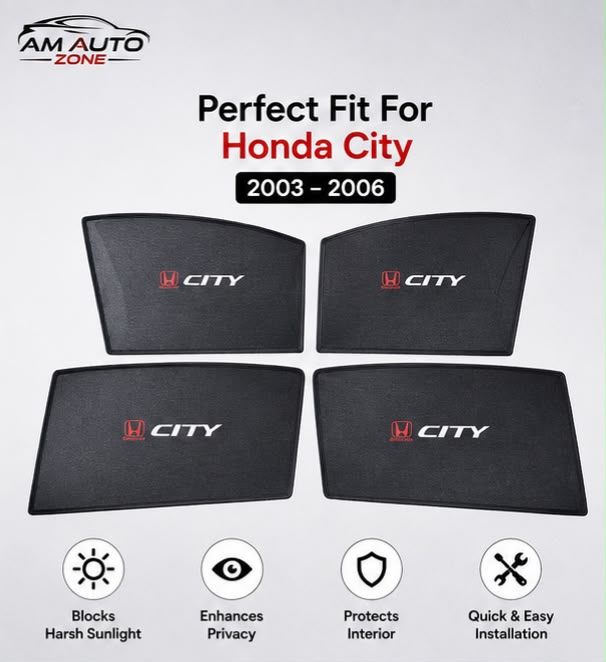 Honda City Foldable & Flexible Side Sun Shade with Logo | 2003, 2004, 2005, 2006
