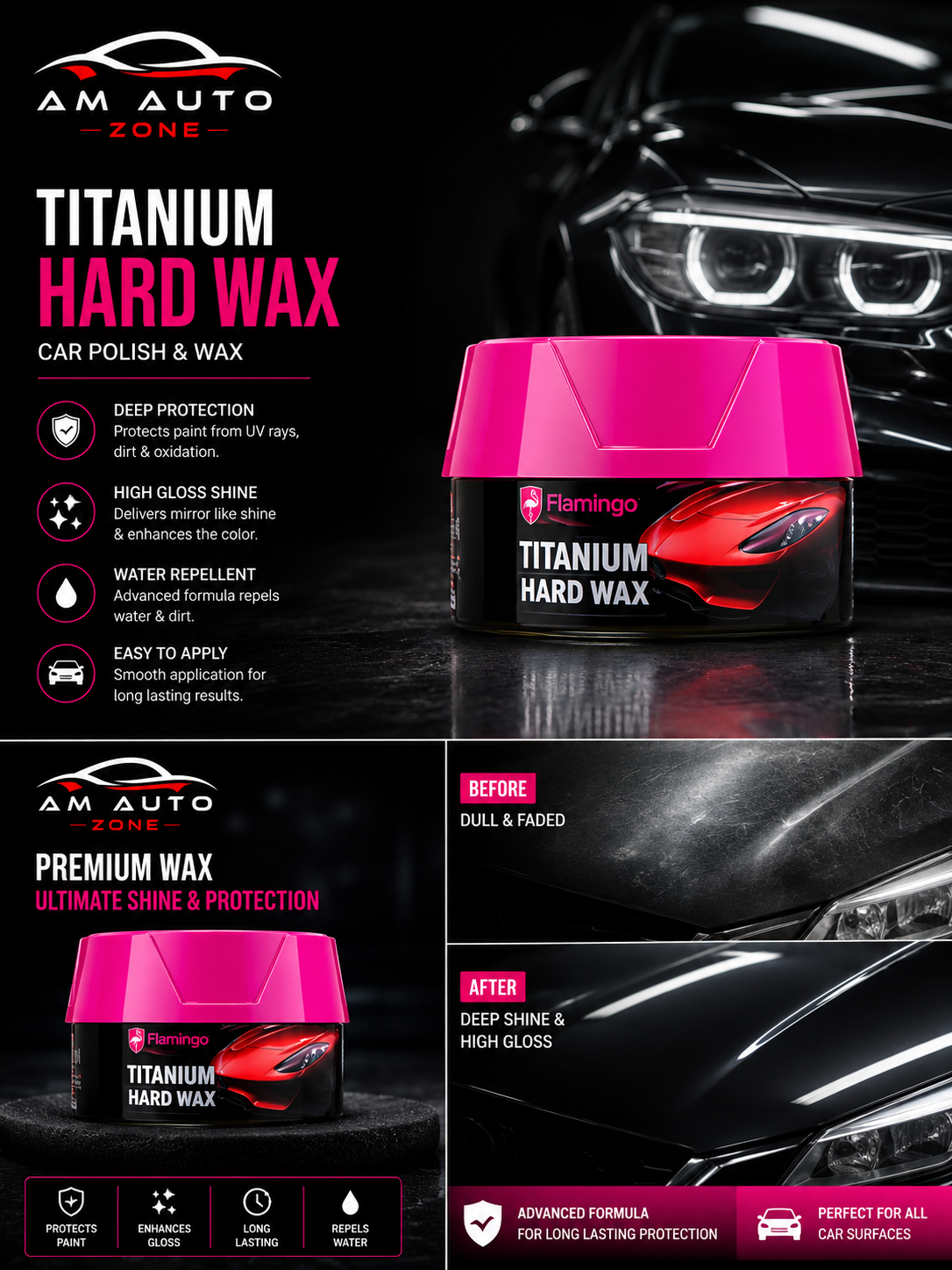 Flamingo Titanium Hard Wax – Premium Car Polish & Paint Protection