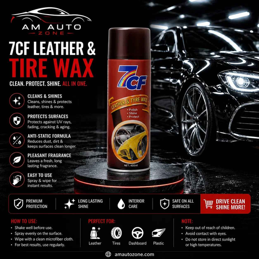 7CF Leather & Tyre Wax Spray 450ml – Dashboard, Tyre & Leather Shine Protectant