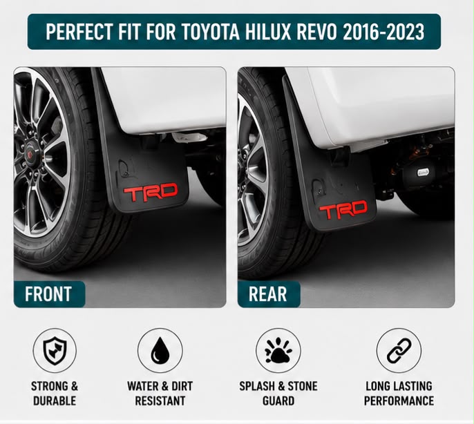 Toyota Hilux Revo Mud Flaps2016 2017 2018 2019 2020 2021 2022 2023 | Front & Rear Splash Guards