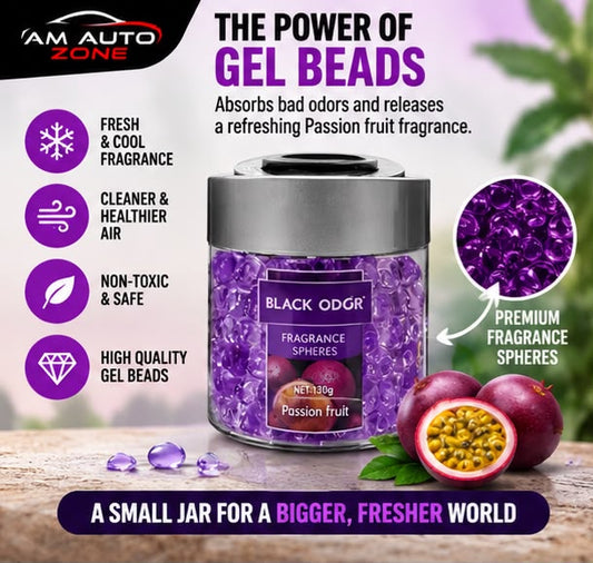 Black Odor Gel Beads Car Air Freshener – Passion Fruit Fragrance 130g