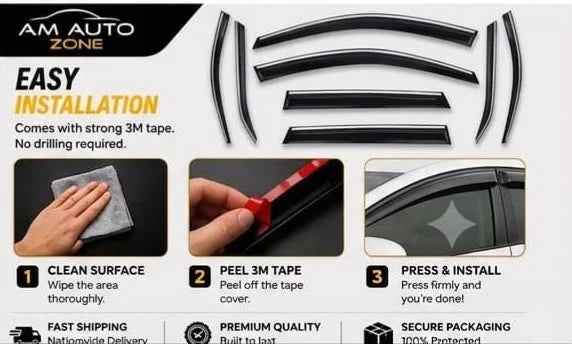 Changan Oshan X7 Maximus TXR Air Press Sun Visor with Chrome 8PCS | All Years | Rain & Wind Deflector Window Visor