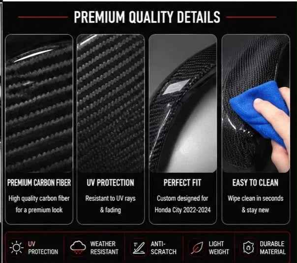 Batman Style Carbon Fiber Side Mirror Covers – Honda City 2022–2023-2024