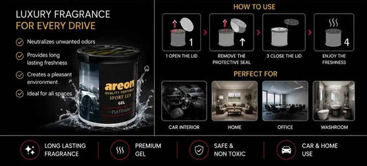 Areon Sport Lux Platinum Gel Air Freshener – Premium Long Lasting Car & Home Fragrance