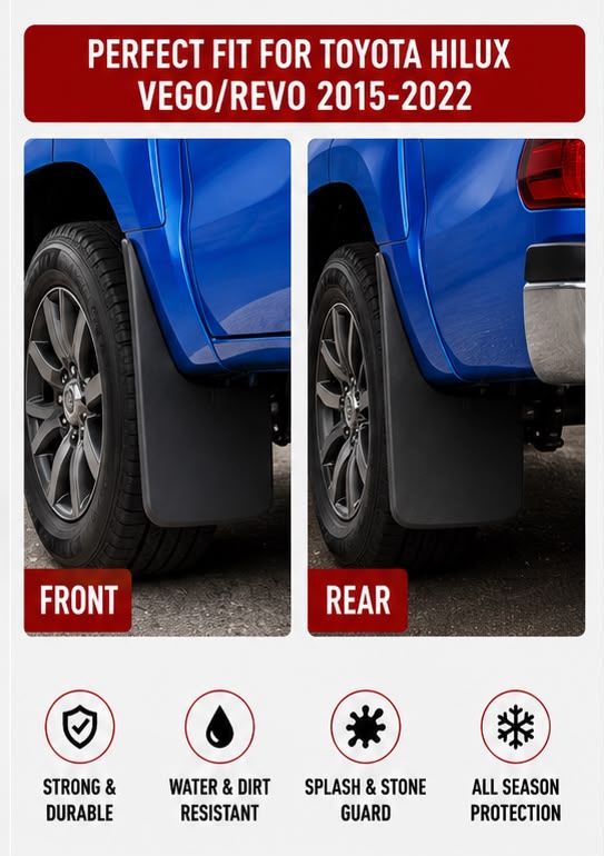 Toyota Hilux Vigo / Revo Mud Flaps Set 2015 2016 2017 2018 2019 2020 2021 2022 | Front & Rear Splash Guards