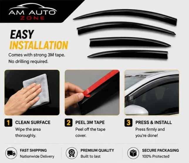 Toyota Prius TXR Air Press Sun Visor with Chrome 4PCS | Window Wind Deflectors | AM Auto Zone