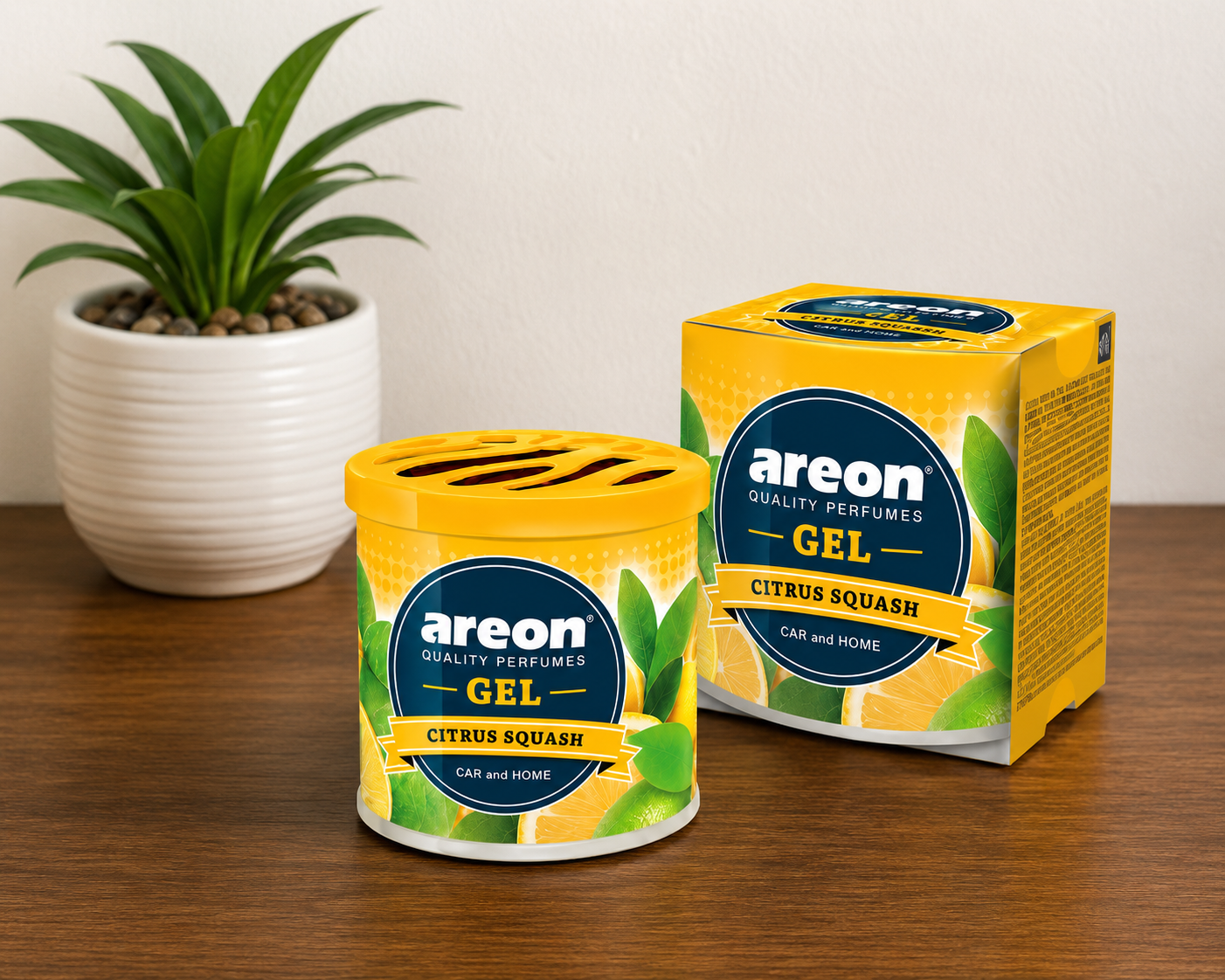 Areon Gel Lemon (Citrus Squash) Car & Home Air Freshener | Long Lasting Gel Fragrance