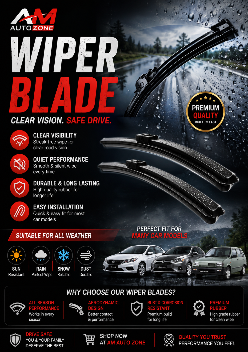 Car Wiper Blades in Pakistan | Premium Wipers | AM Auto Zone - AM Auto Zone