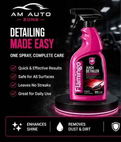 Flamingo 3 in 1 Quick Detailer Spray 500ml | Instant Car Shine & Surface Cleaner