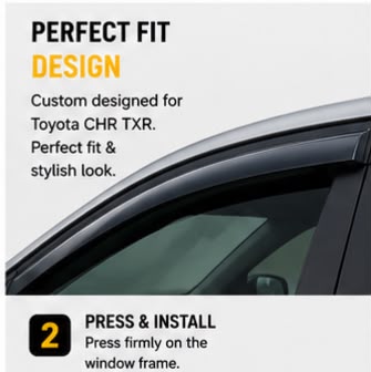 Air Press Sun Visor for Toyota C-HR Maximus TXR 2017 2018 2019 2020 2021 | Without Chrome 4 PCS Rain Guard Window Deflector