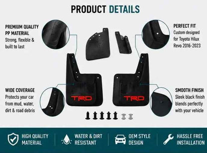 Toyota Hilux Revo Mud Flaps2016 2017 2018 2019 2020 2021 2022 2023 | Front & Rear Splash Guards