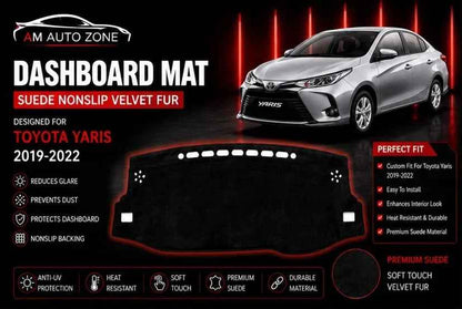 Toyota Yaris Dashboard Mat 2019 2020 2021 2022 | Premium Suede Non-Slip Dashboard Cover | Anti-UV Heat Resistant Dash Protector