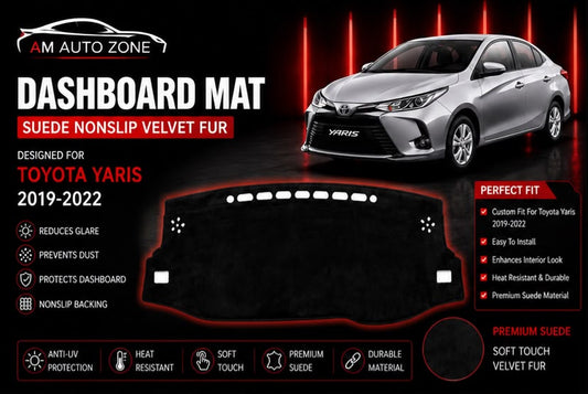 Toyota Yaris Dashboard Mat 2019 2020 2021 2022 | Premium Suede Non-Slip Dashboard Cover | Anti-UV Heat Resistant Dash Protector