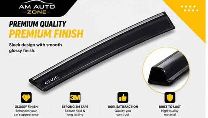 Honda Civic Maximus TXR 2016, 2017, 2018, 2019, 2020, 2021 Air Press Sun Visor | With Chrome | 4 PCS | Rain & Wind Deflector