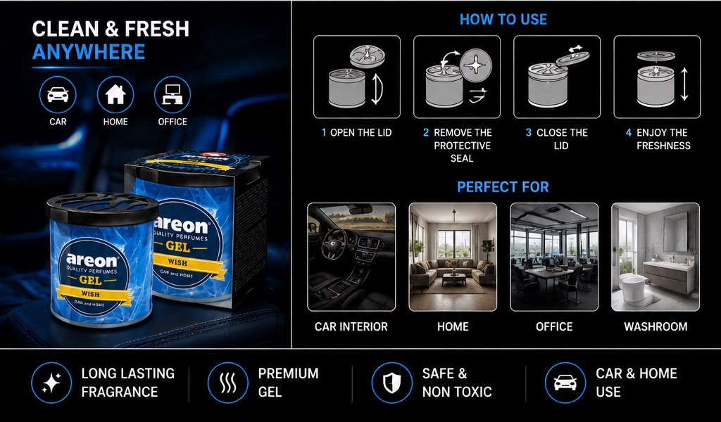 Areon Gel Wish Air Freshener – Premium Long Lasting Car & Home Fragrance Gel | 80g