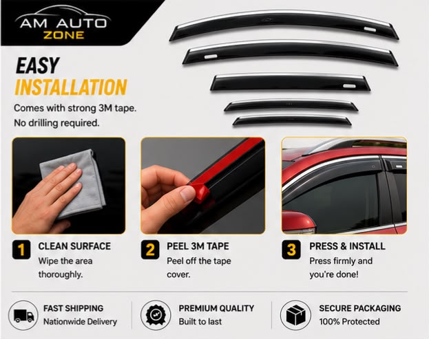 Premium Air Press Sun Visor with Chrome 6PCS for Hyundai Tucson 2020 2021 2022 2023 2024 2025 | Smoke Window Rain Wind Deflectors