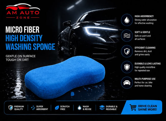 AM Auto Zone High Density Microfiber Washing Sponge – Ultra Soft Scratch-Free Car Wash Sponge 23X13X5.5 CM – 300 GSM