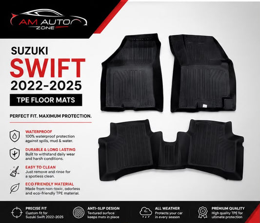 Suzuki Swift 2022, 2023, 2024 & 2025 Premium TPE Floor Mats | Waterproof All Weather Custom Fit Car Floor Liners