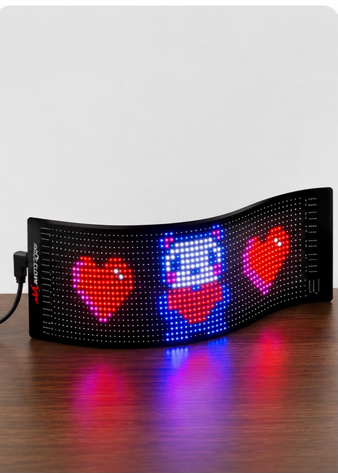 AM Auto Zone LED Flexible Matrix Display Panel – Smart App Controlled RGB Car LED Sign | USB Powered | Full Color HD Display 17.3 × 7.0 cm