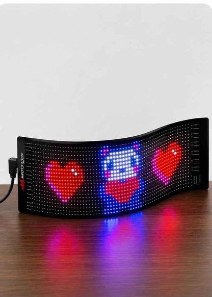 AM Auto Zone LED Flexible Matrix Display Panel – Smart App Controlled RGB Car LED Sign | USB Powered | Full Color HD Display 17.3 × 7.0 cm